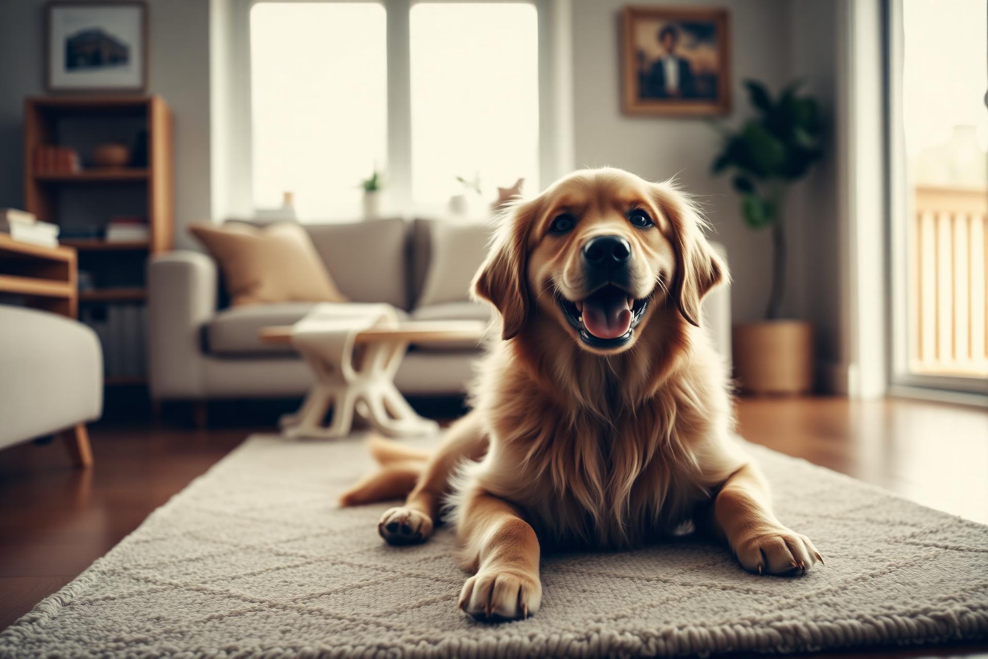 Calm home life with a happy dog